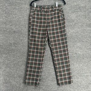 American Eagle Womens Hi Rise Skinny Trouser Pants Size 4 Black Green Plaid EUC